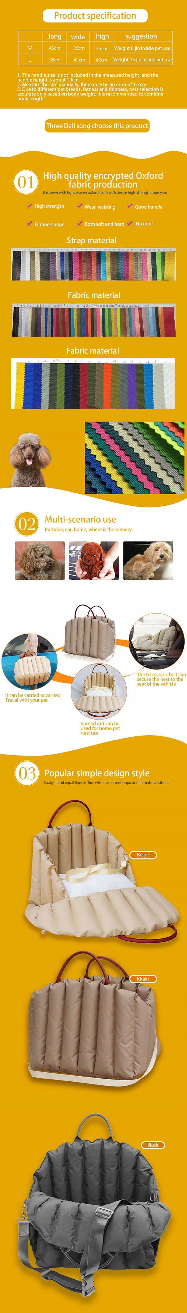 Dog Cat Bag Pet Travel Bag Sustainable Pet Hosue Portable Transport Chat Kedi Cantasi