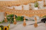 Wholesale high quality beautiful fabric drapery trimmings beaded pom pom fringes
