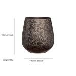 Stainless Steel Wine Glass Egg Shape Etched Stag Design Vintage Silver Color
