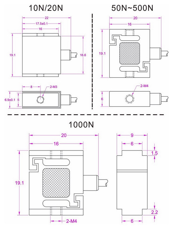 miniature s type load cell 20kg