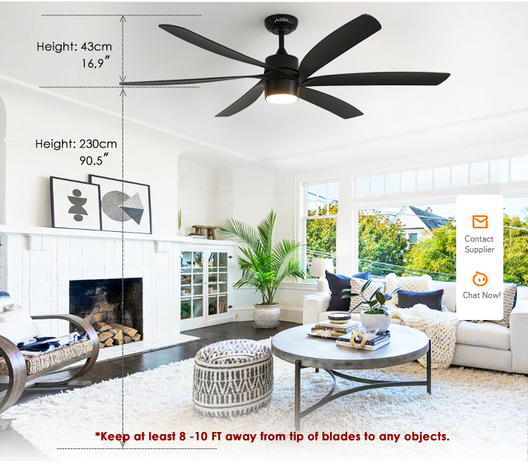 Modern Design 65" Industrial Ceiling Fan with Light and 6 ABS Blades Mulit Colors