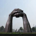 Large Outdoor Bronze Sculptures , Bronze Etiquette Door Sculpture
