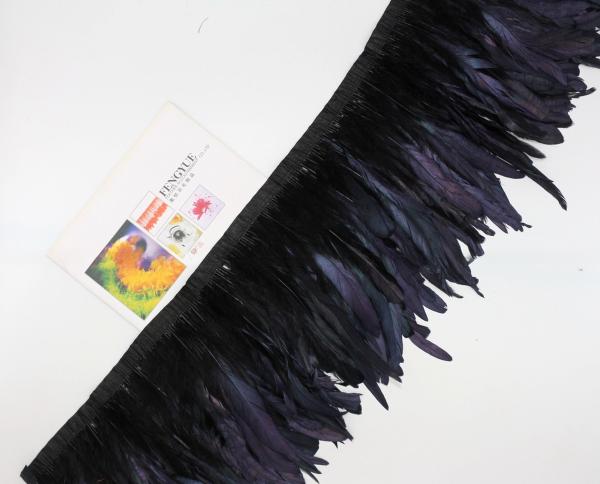 Party Decoration Ribbon with Black Rooster Coque Feather Fringe Trim and Satin