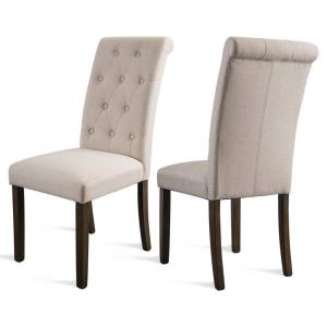 Quality 27.56lbs 39.17&quot; H Beigh Fabric Dining Chair Sets Of 2 With Copper Nails wholesale