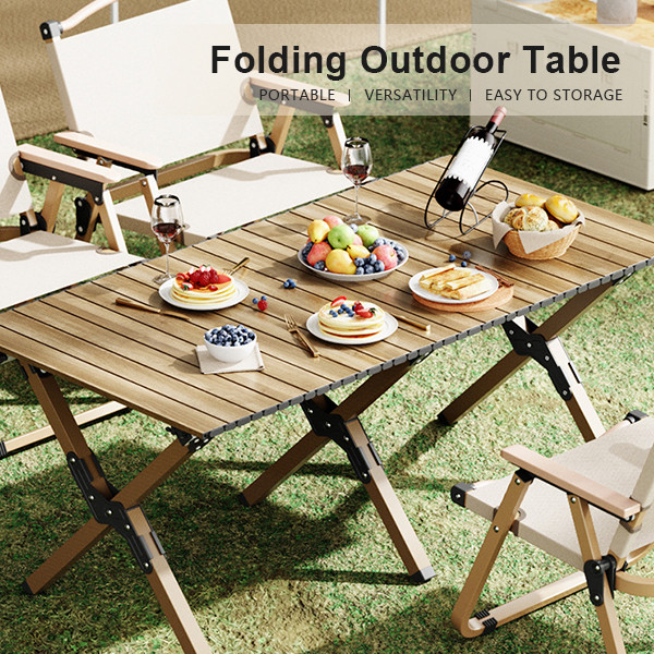 Classic Roll Up Aluminium Camping Table Outdoor Anti Slip Feet Portable Beach Table