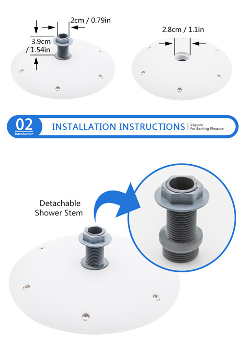 Water Saving Overhead Rainfall Shower Head With ABS / Silicon Rubber Material