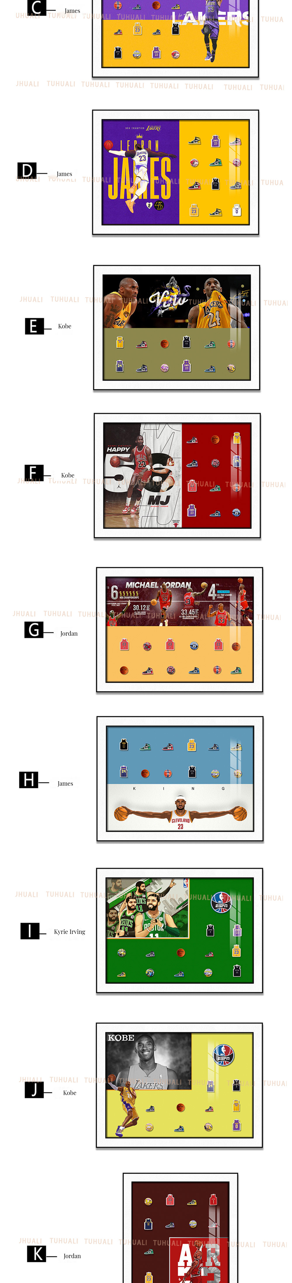 Jordan and LeBron James Basketball Star Wall Murals for Living Room and Bedroom Decor