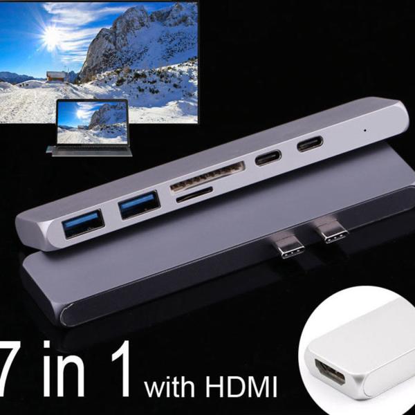 Dual USB C Hub Macbook Pro 2017/2016 13" 15" Accessories Thunderbolt 3 Hub