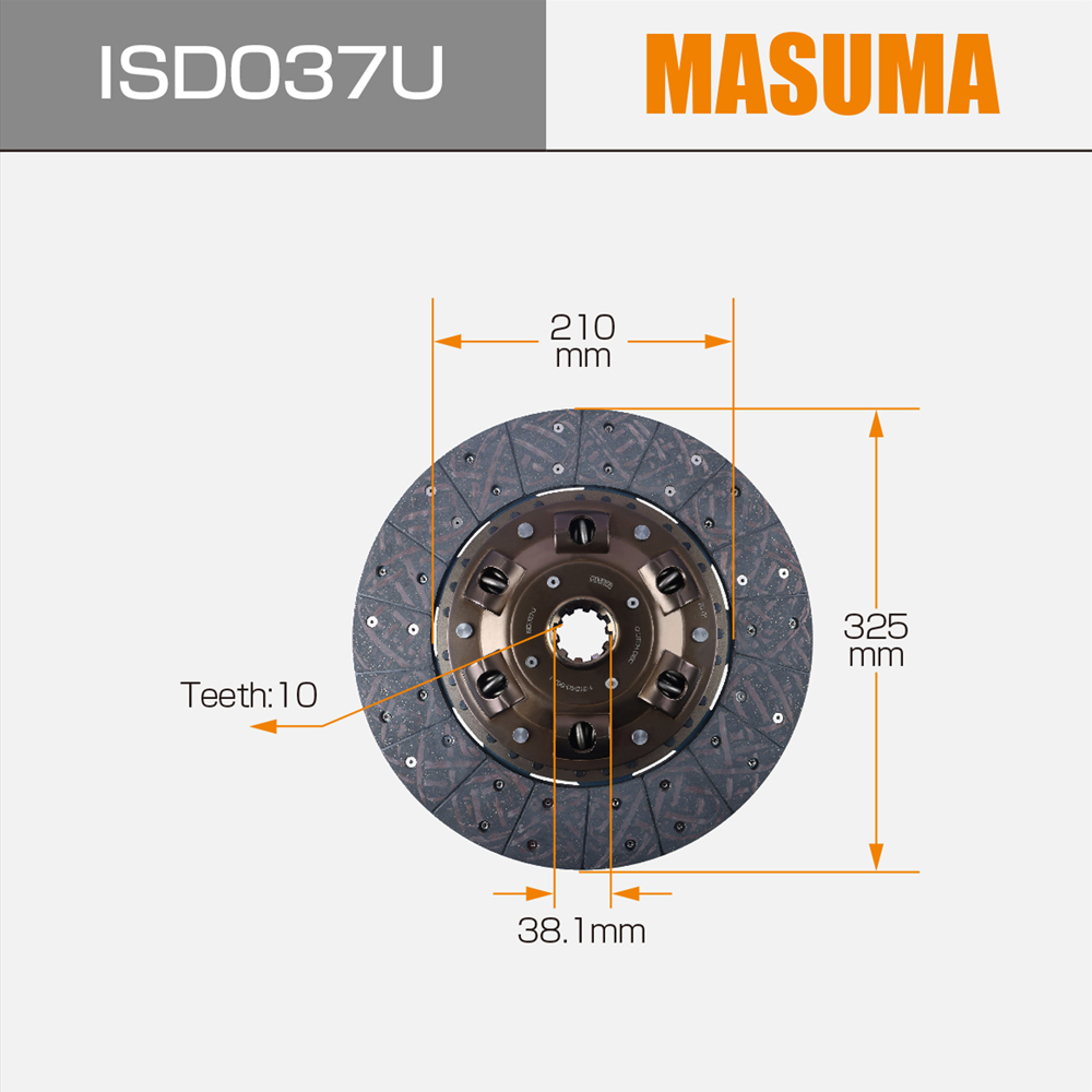 ISD037U MASUMA Auto Brake Systems Clutch Disc 1-31240-452-1 1-31240-523-0 for ISUZU JZZ31L