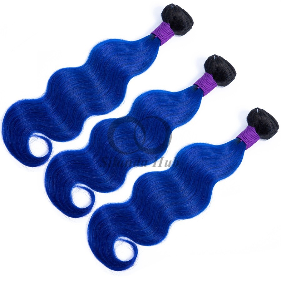 #T1B/Blue Body Wave Remy Human Hair Bundles Sew In Weave Bundles Brazilian Bundle Deals