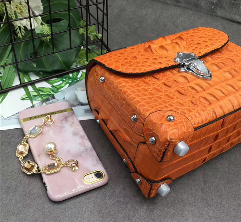 Fashion Designer Genuine Crocodile Skin Female Small Purse Studs Handbag Exotic Alligator Leather Lady Shoulder Bag