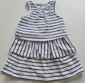 Quality Knitted White And Black 2 Years Baby Girl Cotton Dress Yarn Dyed Three Layers wholesale