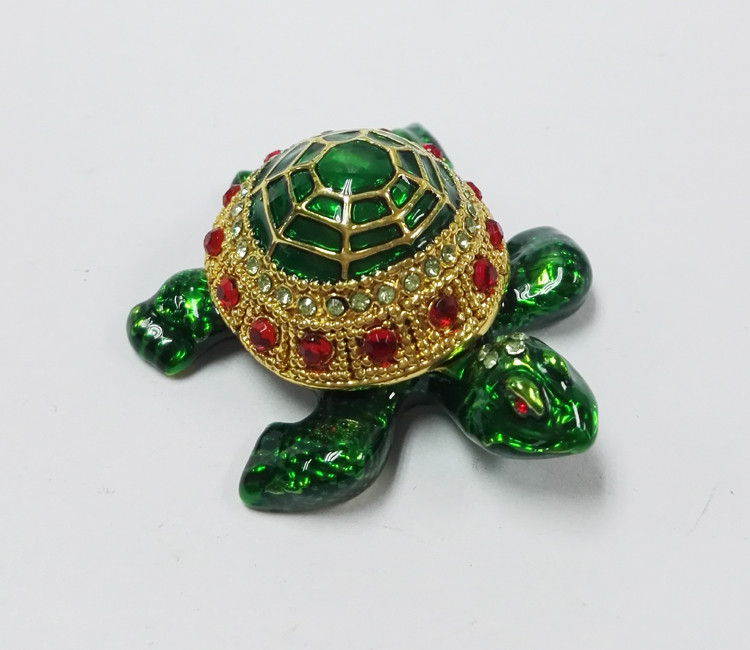 Mini Turtle trinket jewelry box petwer metal jewelry box diamond decoration gifts box