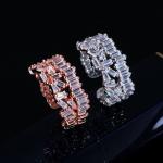 Fashion Copper Gold-Plated zircon Wedding ring women rings rainbow Adjustable