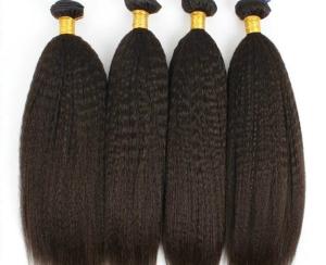 Quality Virgin Indian Human Hair Bundles Coarse Kinky Straight Hair Extensions wholesale