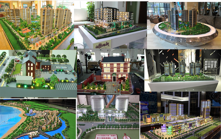 High rise 3d building architectural scale models material for sale with colorful light