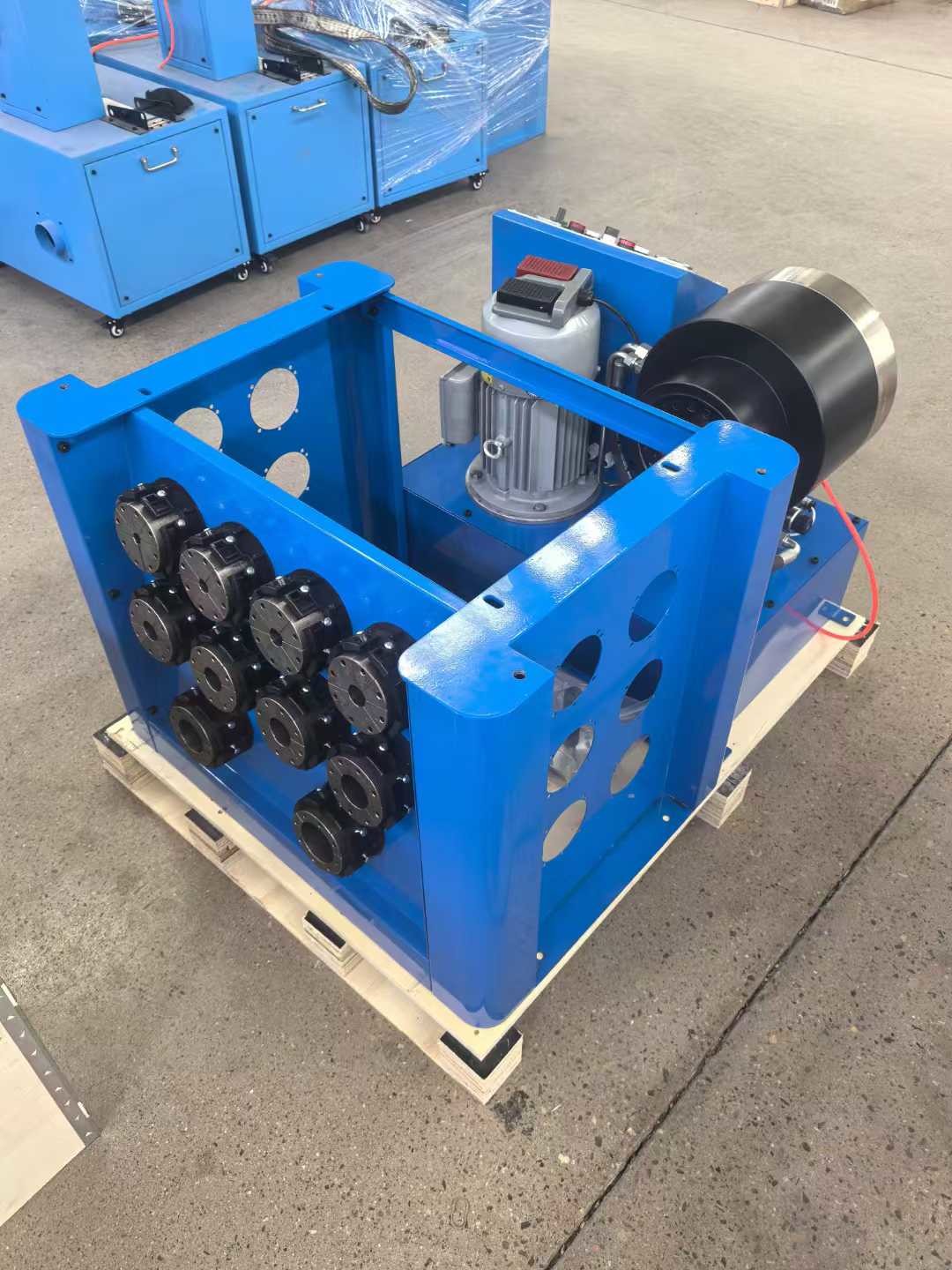 Efficient Portable Hydraulic Hose Crimper Crimping Blue Color Electric Model With Rack And Fast Change Mould ToolsRange 1/4-1.5" 6 To 38mm Hyd Hose
