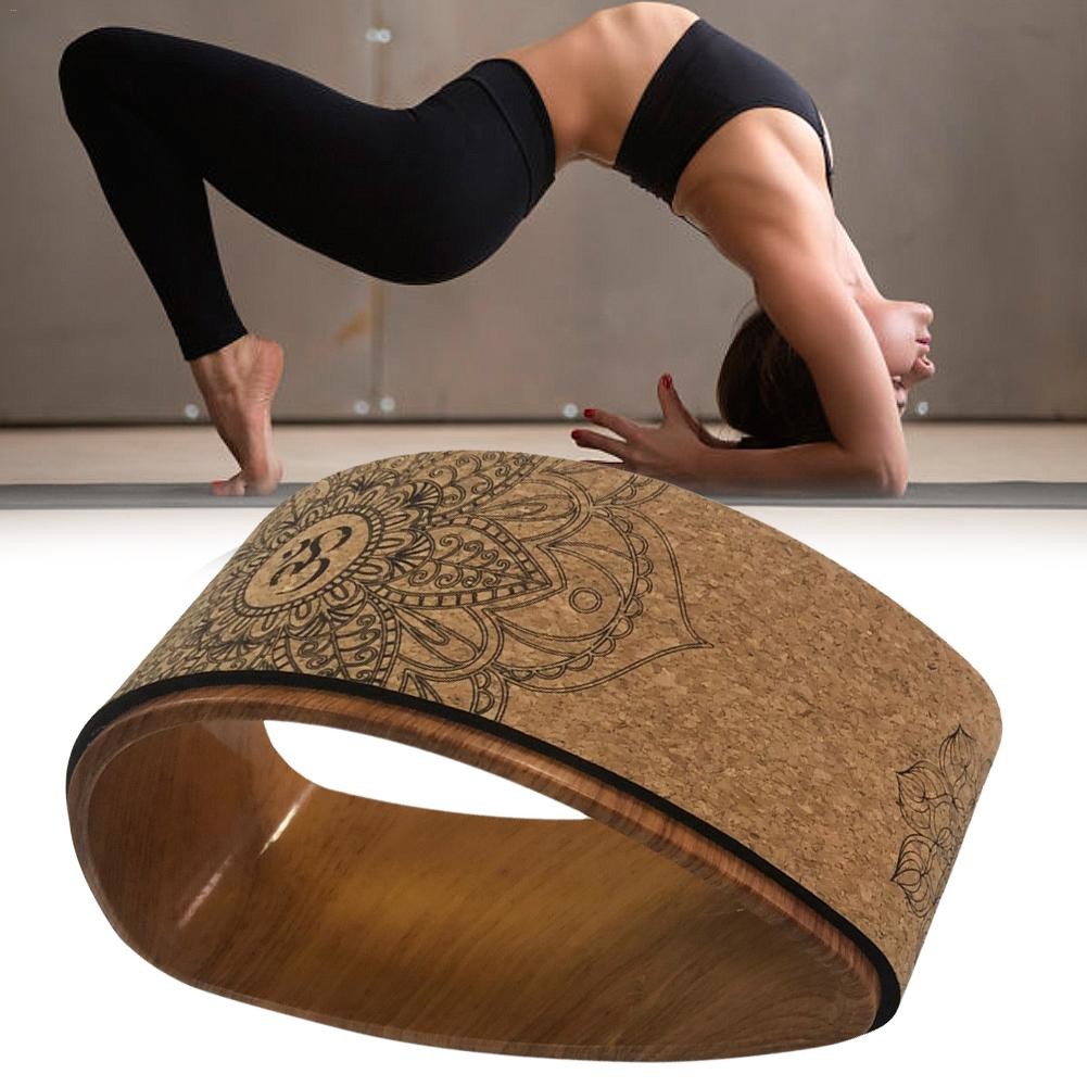 Mandala Pattern Yoga Roller Wheel backbend Natural Cork Yoga Auxiliary Wheel / Massage Wheel