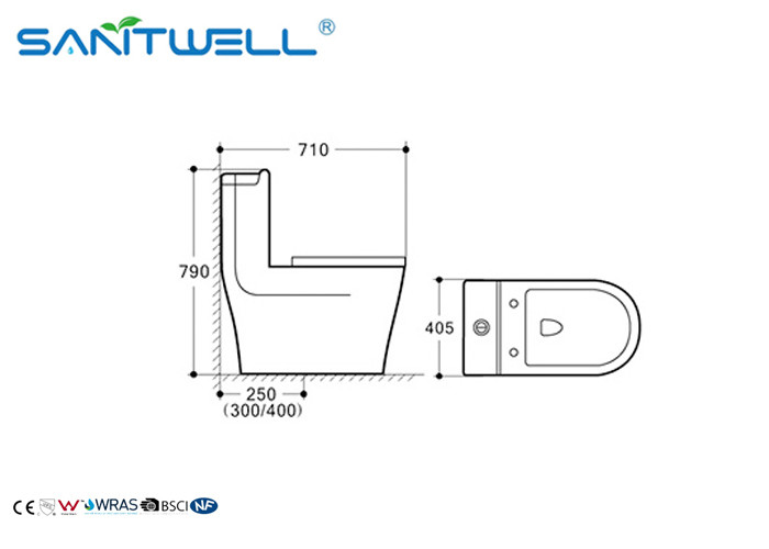 Sanitary ware siphonic wc one piece S trap toilet 710*405*790 mm Size