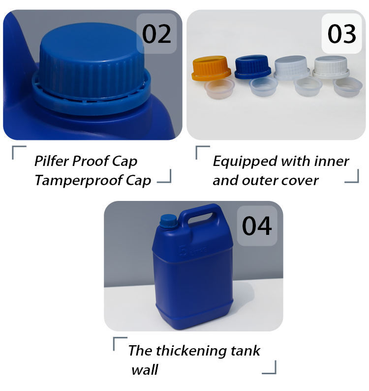 Daily Chemical 35mm HDPE Plastic Bottle 5 Liter Plastic Drum 192*125*305mm