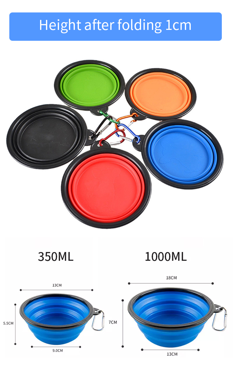 Silicone Collapsible Pet Feeder Bowls for Dogs Cats Small Animals Rounded Portable Water