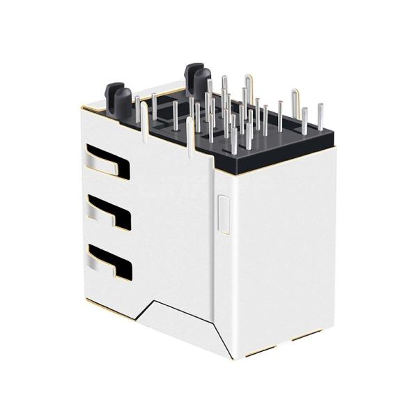 Green/Yellow&Green LED 2X1 Port RJ45 Female Connectors without Integrated