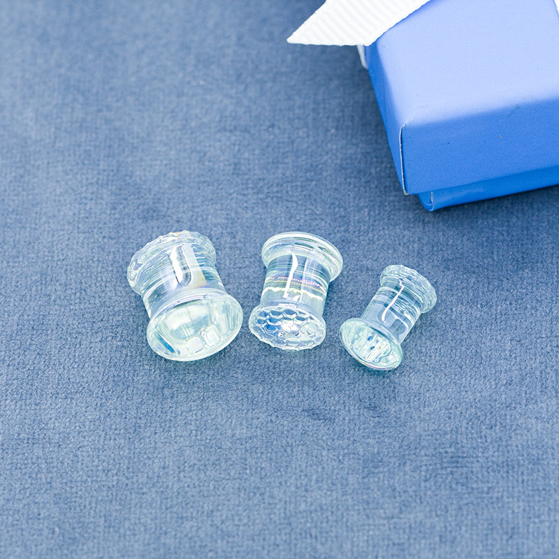 Honeycomb Effect Ear Plug Tunnels Glass Plug Body Jewelry 2G