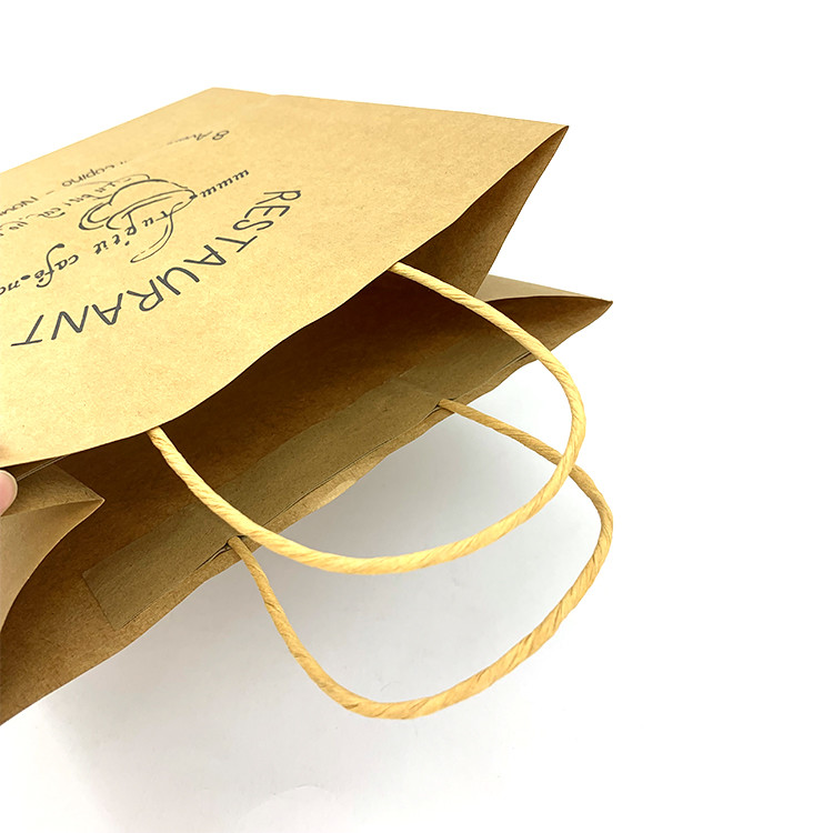 custom Kraft food takeaway paper bags Recycled CMYK Printing 24cmx32cmx10cm