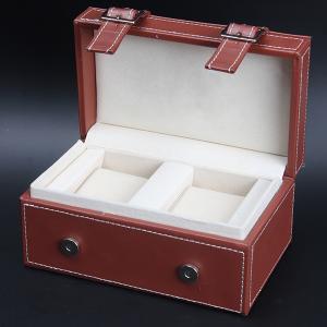 Quality Luxury Waterproof Velvet Double Watch Box Brown Rectangle Durable For Men'S Watches wholesale