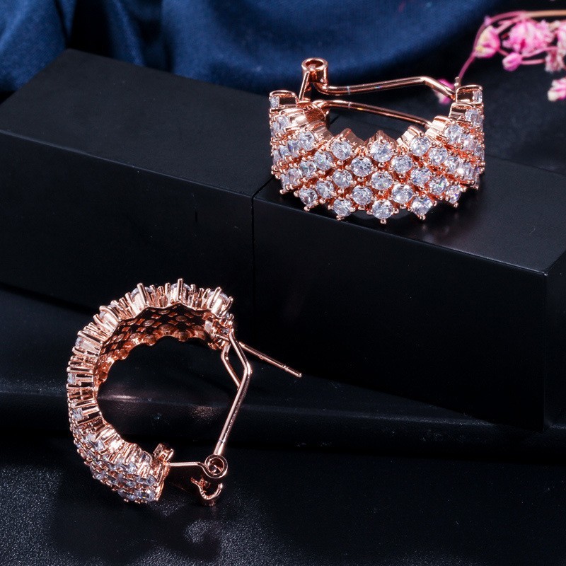 Sparkling Color Zirconia Hoop Earrings Paved Full Crystal Circle Earrings Luxury Women CZ Earring Jewelry