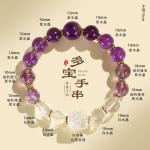 Crystal Gemstones Bracelet,Anxiety Stress Relief Bracelet Handmade Purple