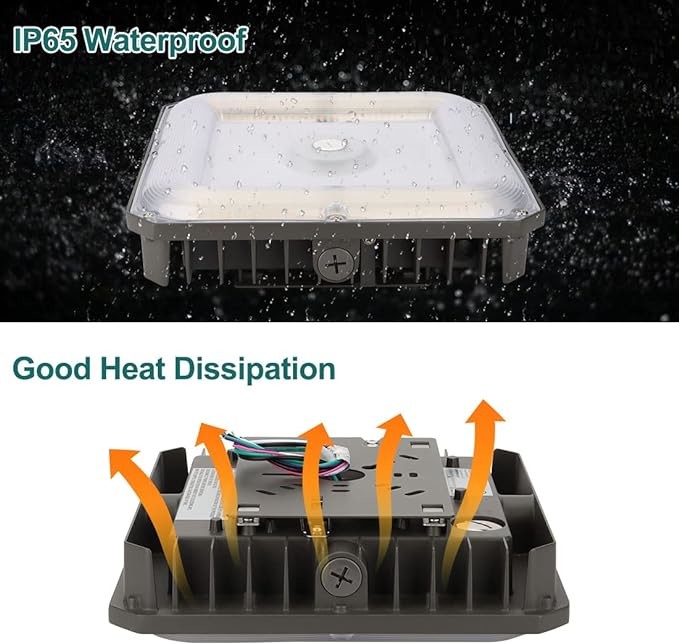 High Lumen 60W LED Canopy Light 0-10V Dimming With CCT And Power Selection