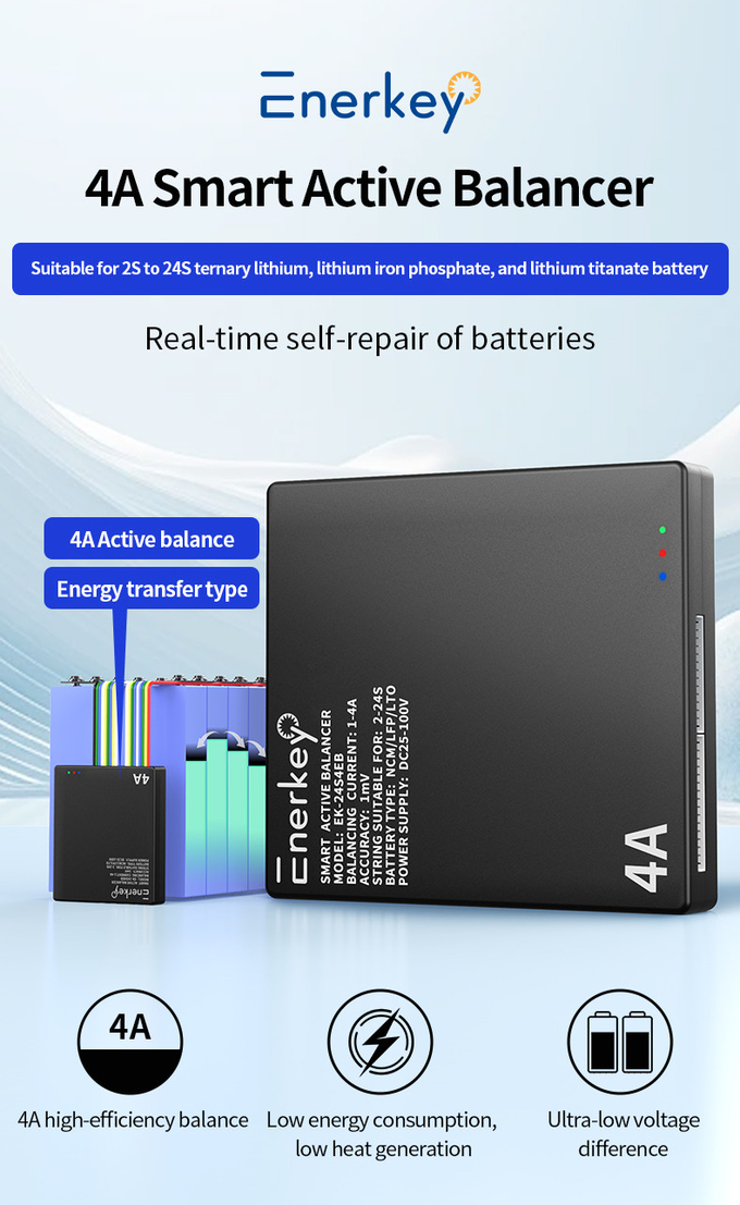 Enerkey Active Balancer Bluetooth 4A 2S-24S Battery Equalizer With Mobile App For Lifepo4/Li-ion
