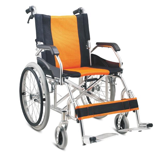 Hot sale new model 2021 year aluminum wheelchair fixed armrest blue and orange
