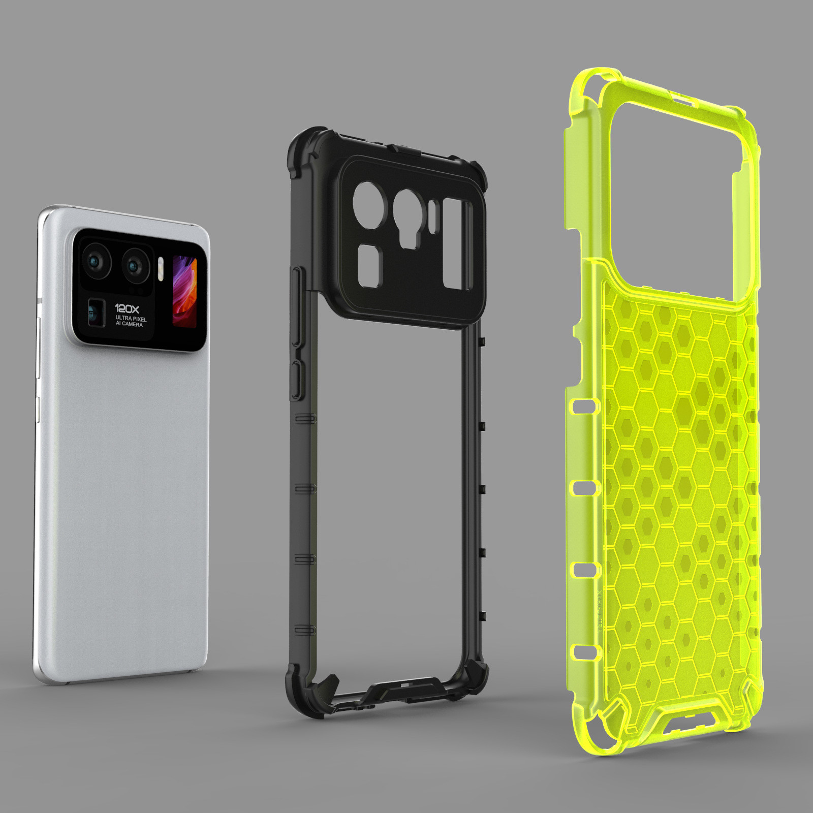 Honey Comb Heavy Duty Cell Phone Cases Dual Layers Neon Color Heat Release