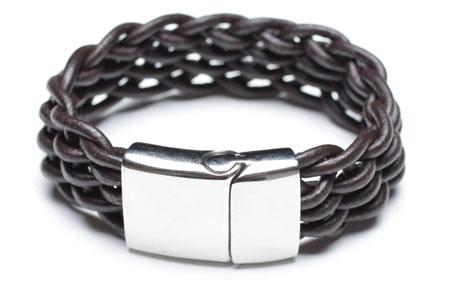 Leather Bracelet, Stainless Steel Clasp, 8 Inches