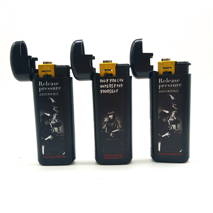 OEM Available Dy-F008 Flip Model Windproof Electronic as or ABS Material Lighter with Custom Sticker