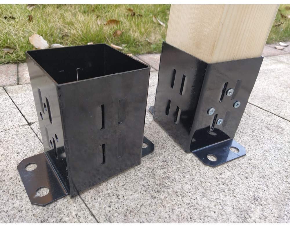 OEM ODM Sheet Metal Fabrication Pergola Base Plate With Powder Coated Triangle Bracket