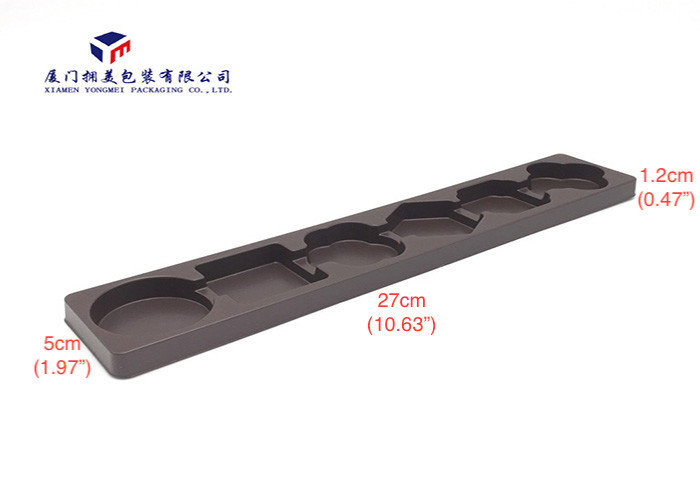 Six Holes Plastic Retail Packaging Boxes Deep Brown Opaque PS Chocolate Tray