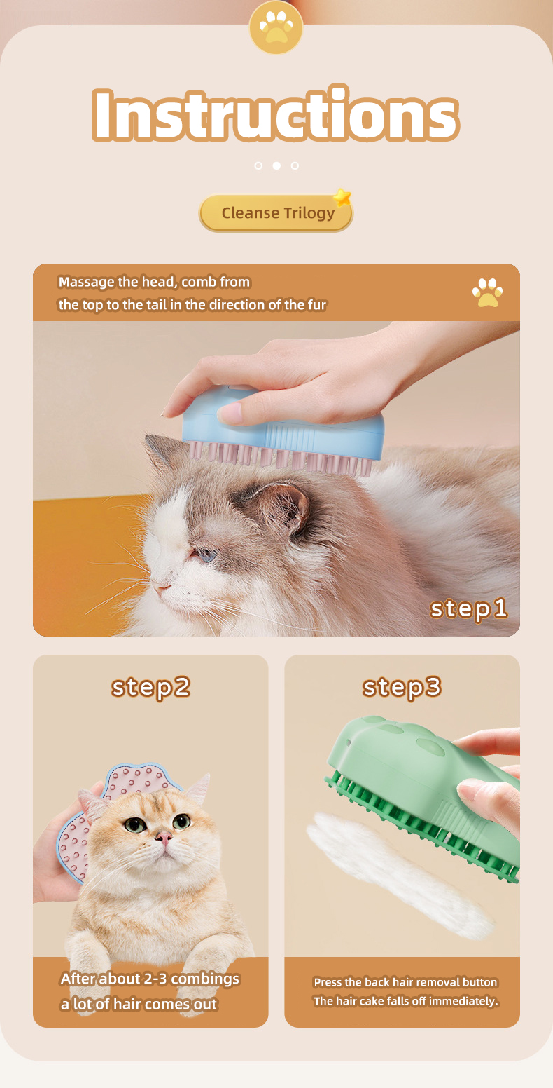 Pet Cat Steam Brush Not Applicable Power Source Upgrade UV Light and Self Cleaning