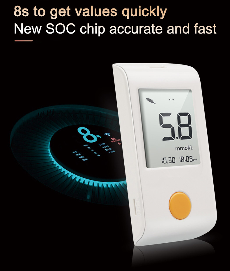 8s 33.3Mmol/L Blood Glucose Test Meter Fast Measurement 300 Sets Memories