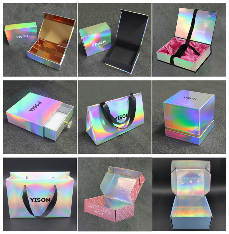 Luxury Glitter Iridescent Paper Cosmetic Gift Packaging Boxes