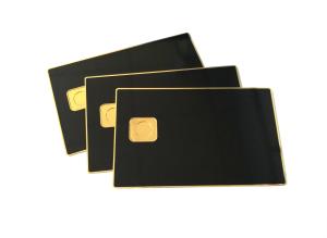 China Shiny Gold Black Metal Membership Card Printing With Chip on sale