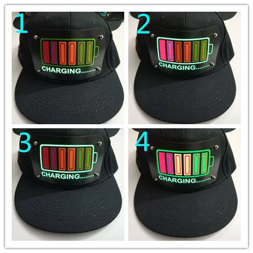 el flashing Cap with wireless inverter for party Custom Light Up EL Hat /Sound Activated led Cap cotton material