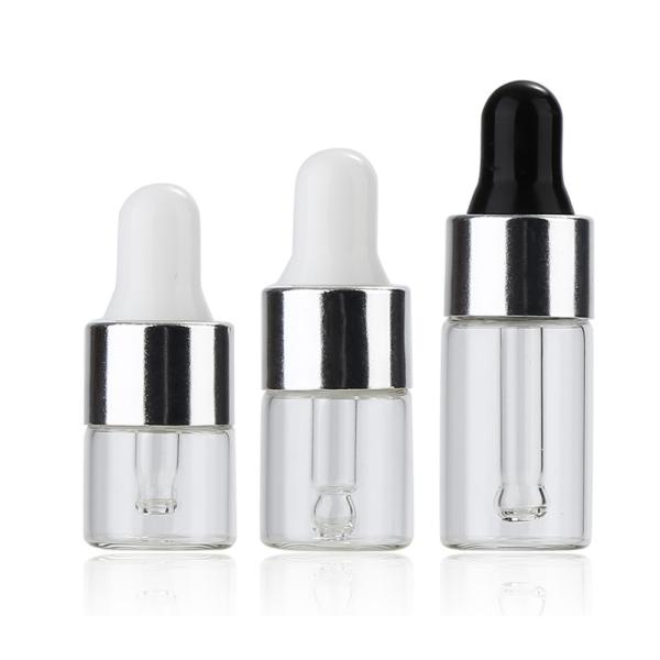 Transparent Rose Gold Glass Dropper Bottle 1ml 2ml 3ml 5ml Essential Oil Sample