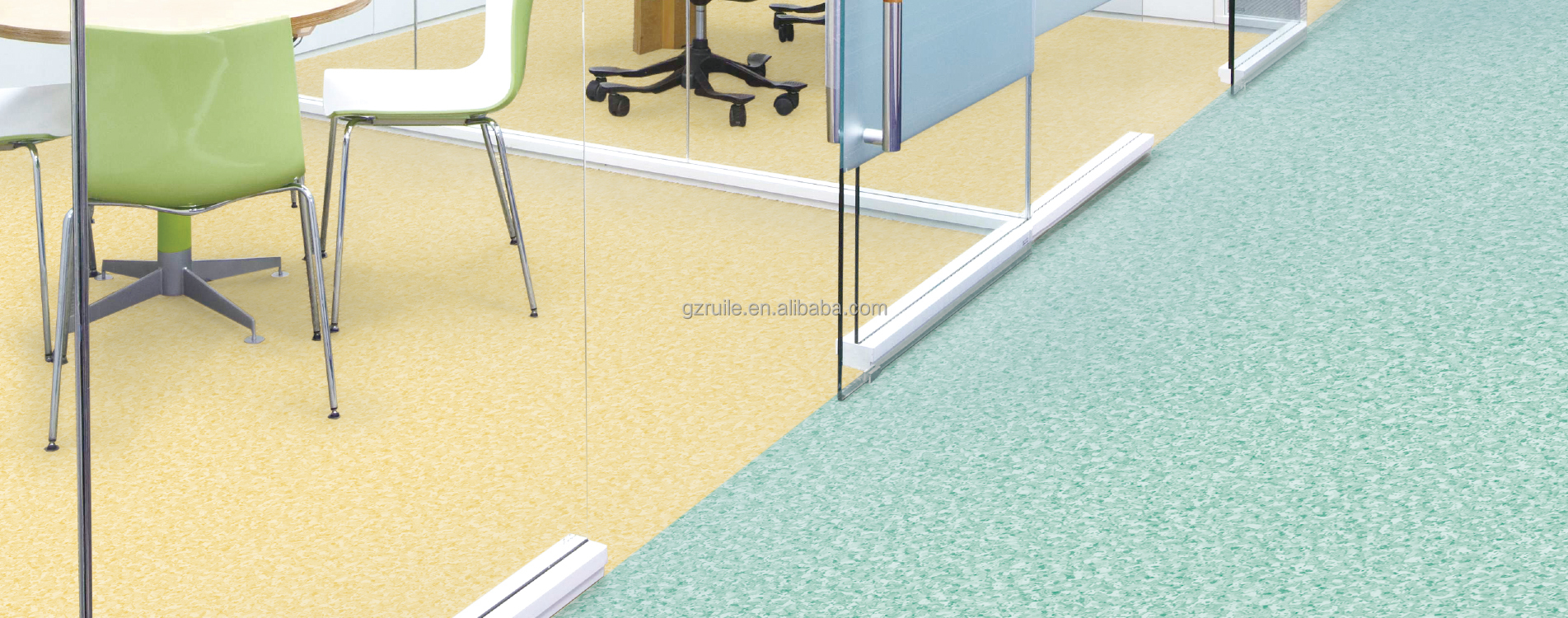Heterogeneous Sheet Vinyl 2.0mm Relle Flooring With Limestone Composition