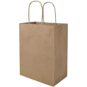 Quality 100gsm Square Bottom Greaseproof Brown Kraft Paper Grocery Bags Bulk For Food Delivery wholesale