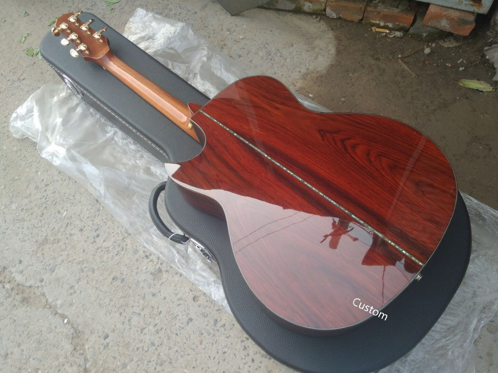 Handmade guitar AAAA all solid wood customize cocobolo guitar single cut design acoustic electric guitar