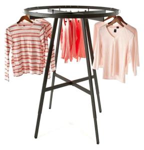 Quality Collapsible Iron Garments Metal Clothing Display Rack Round Tube Powder Coating wholesale