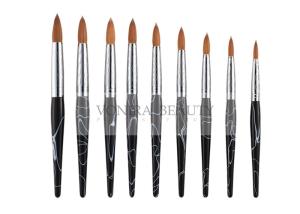 Quality Black Marble Nature Nail Art Brush With Beautiful Carved Ferrule And Nature Wood Handle wholesale